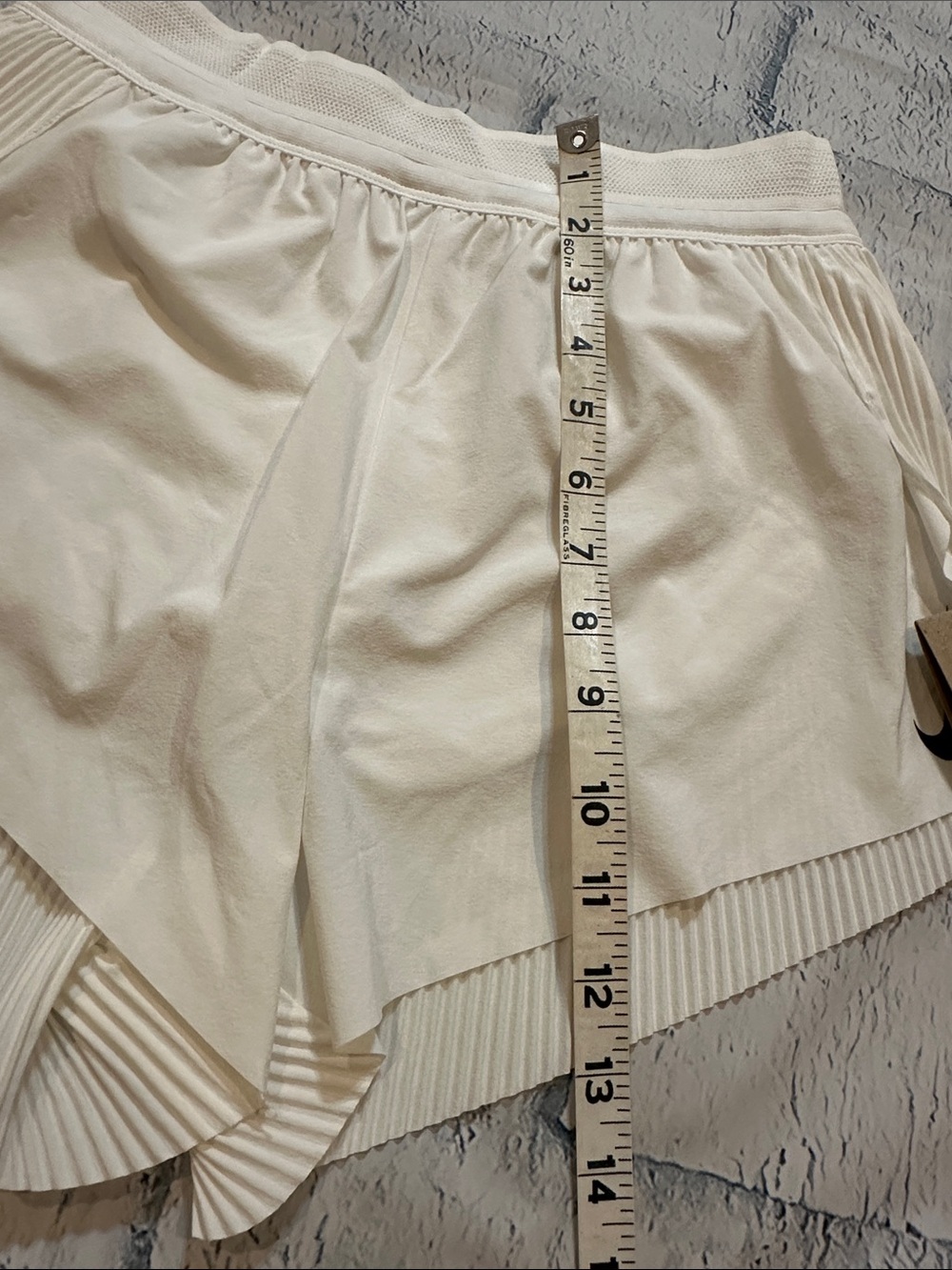 NWT Nike Women’s white pleated back Athletic Running Shorts with Black Swoosh - Picture 3 of 10